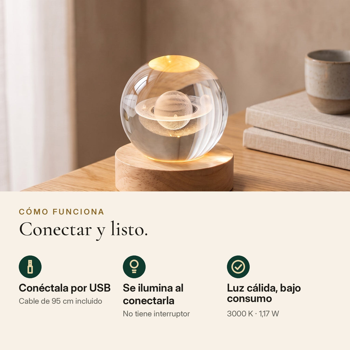 Cómo funciona Luma: USB, se ilumina al conectarla